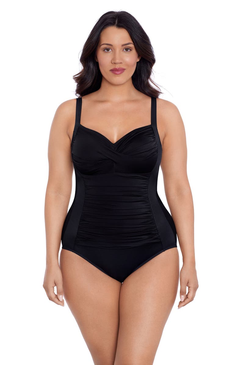 Trimshaper Averi Sweetheart Neckline One-Piece Control Swimsuit, Main, color, Black