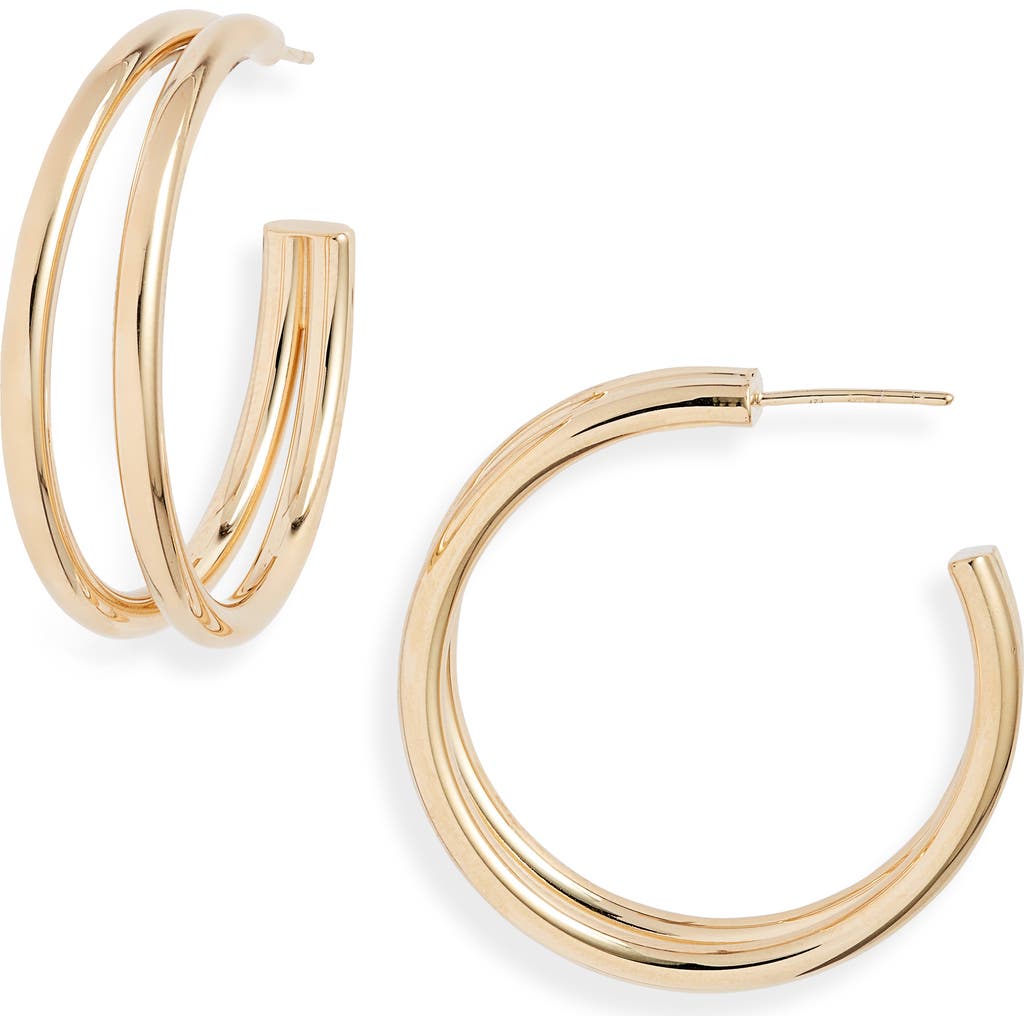 Jennifer Zeuner Calista Double Hoop Earrings in 14K Yellow Gold Plated Silver  product