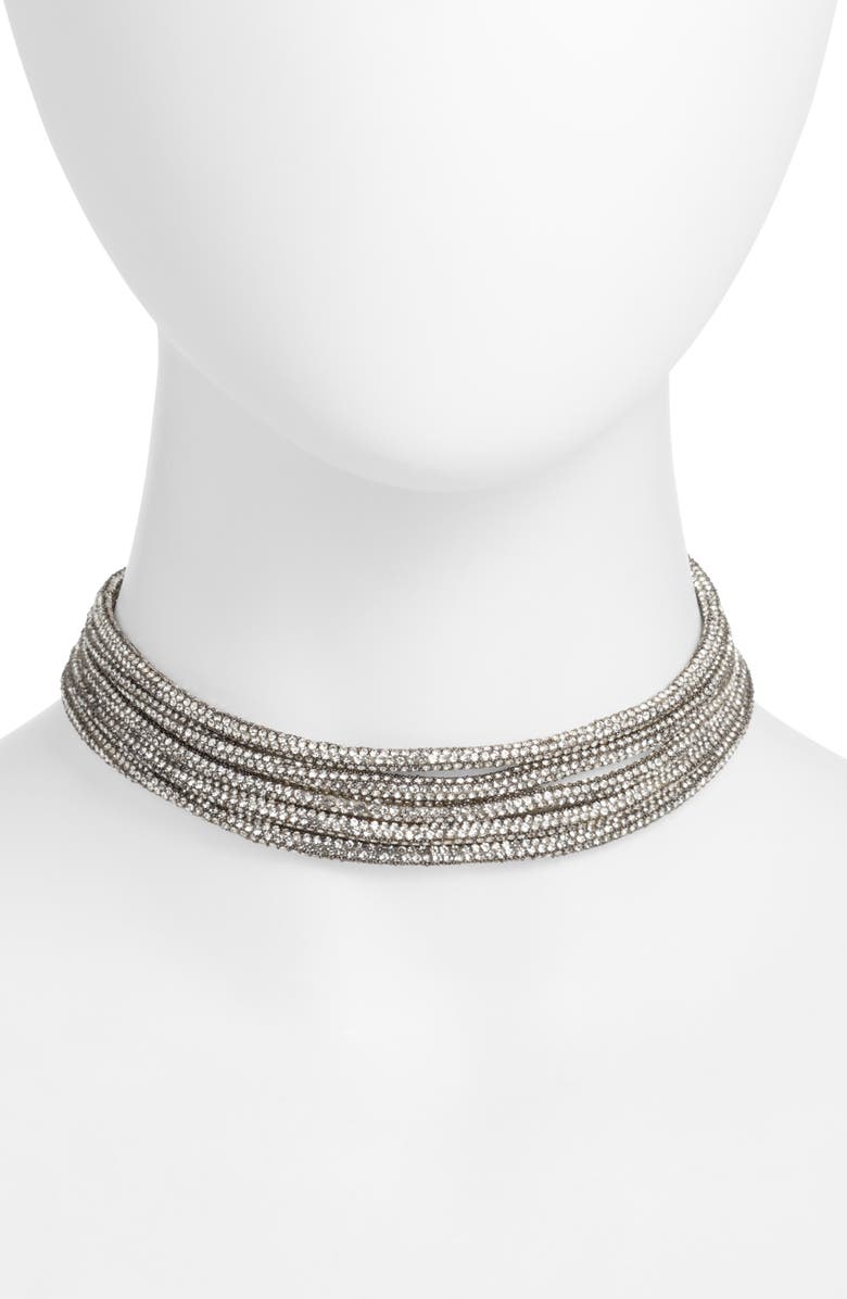 Open Edit Crystal Rope Layered Choker Necklace, Main, color,