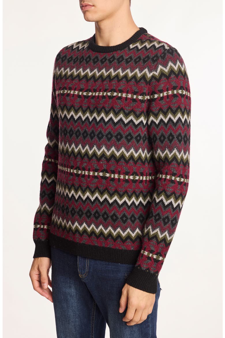 Chevron Crewneck Sweater, Alternate, color, BLACK CHERRIES