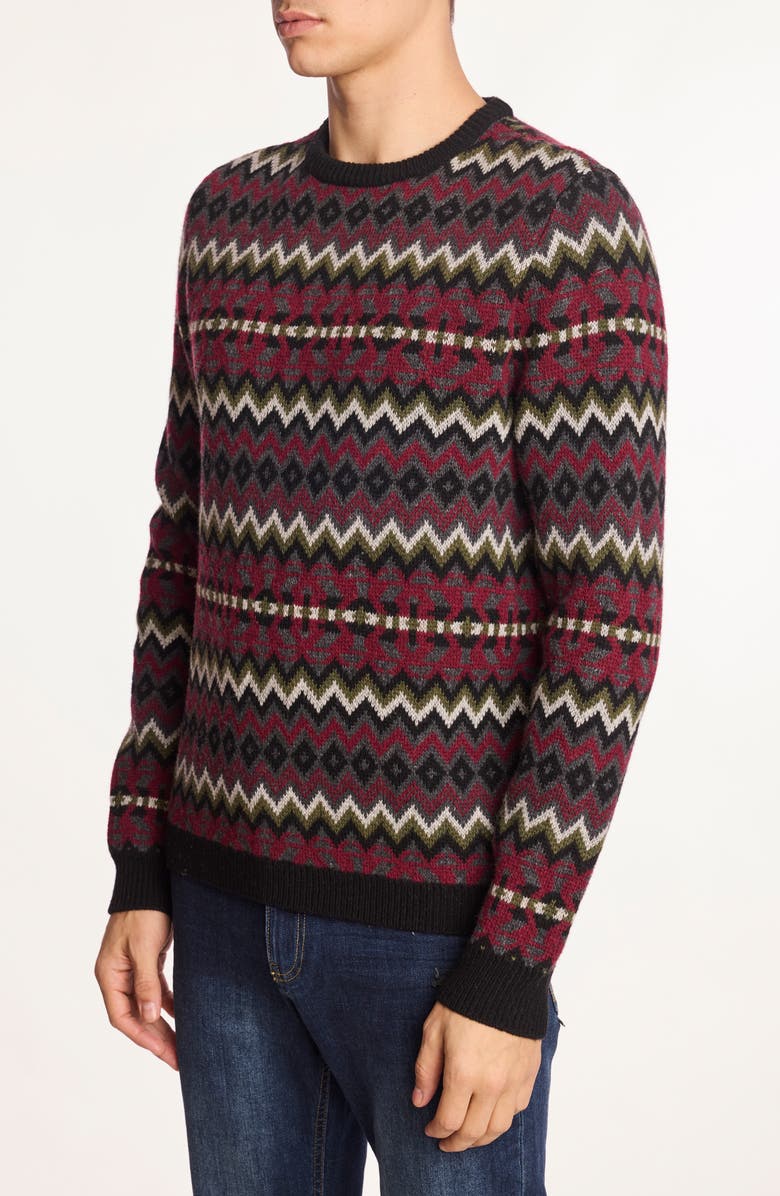 PAISLEY & GRAY Chevron Crewneck Sweater, Alternate, color, Black Cherries