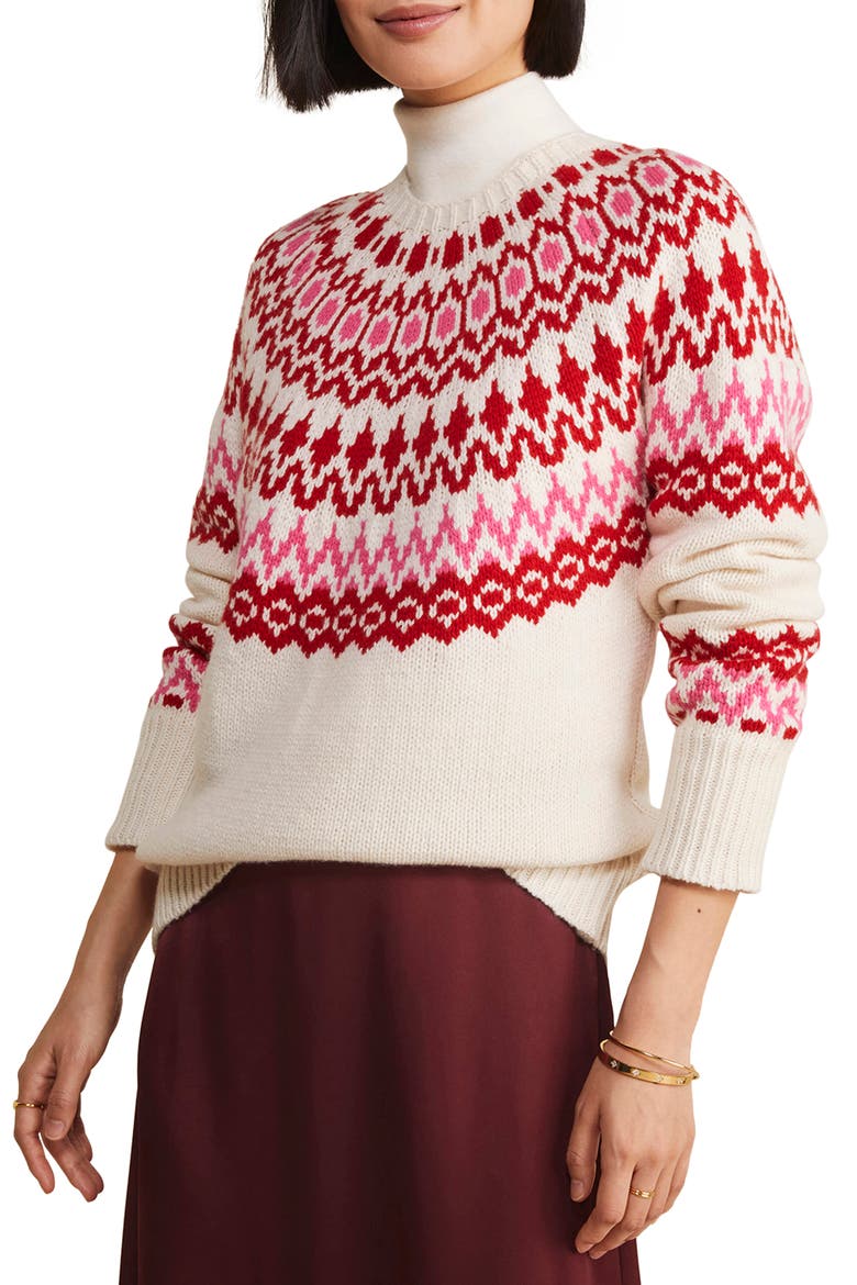 Cast Off Fair Isle Wool Blend Sweater, Main, color, MARSHMALLOW