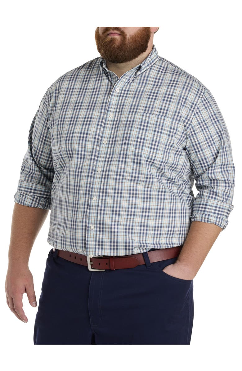 Oak Hill by DXL Big & Tall Medium Plaid Sport Shirt, Main, color, Blue Multi