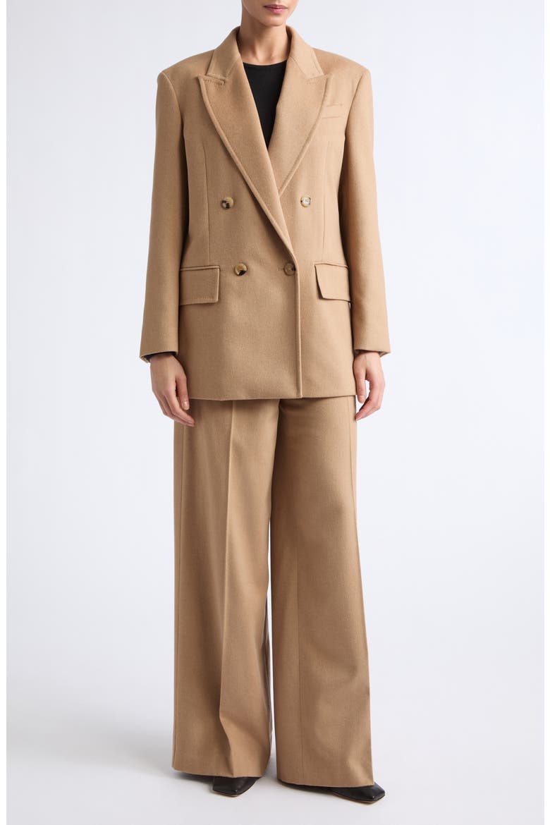 Olimpia Double Breasted Wool Blazer, Alternate, color, CAMEL