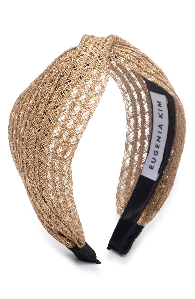 Eugenia Kim Rosanna Metallic Woven Headband, Main, color, Camel/ Gold