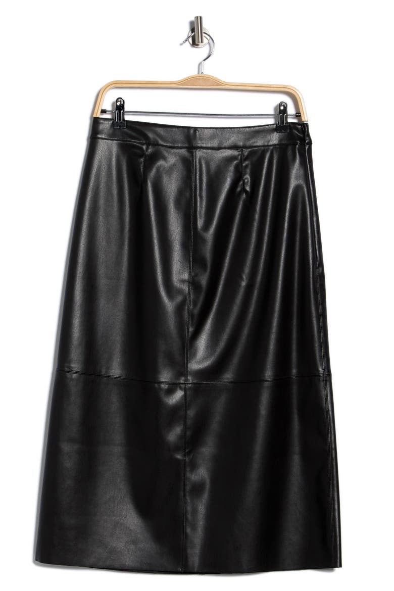 Faux Leather Midi Skirt, Alternate, color, BLACK