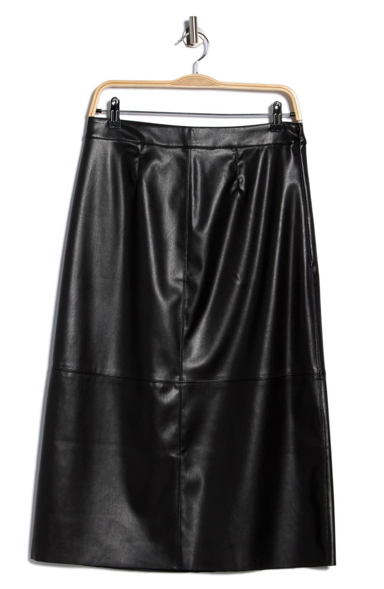 NORDSTROM RACK Faux Leather Midi Skirt, Alternate, color, Black