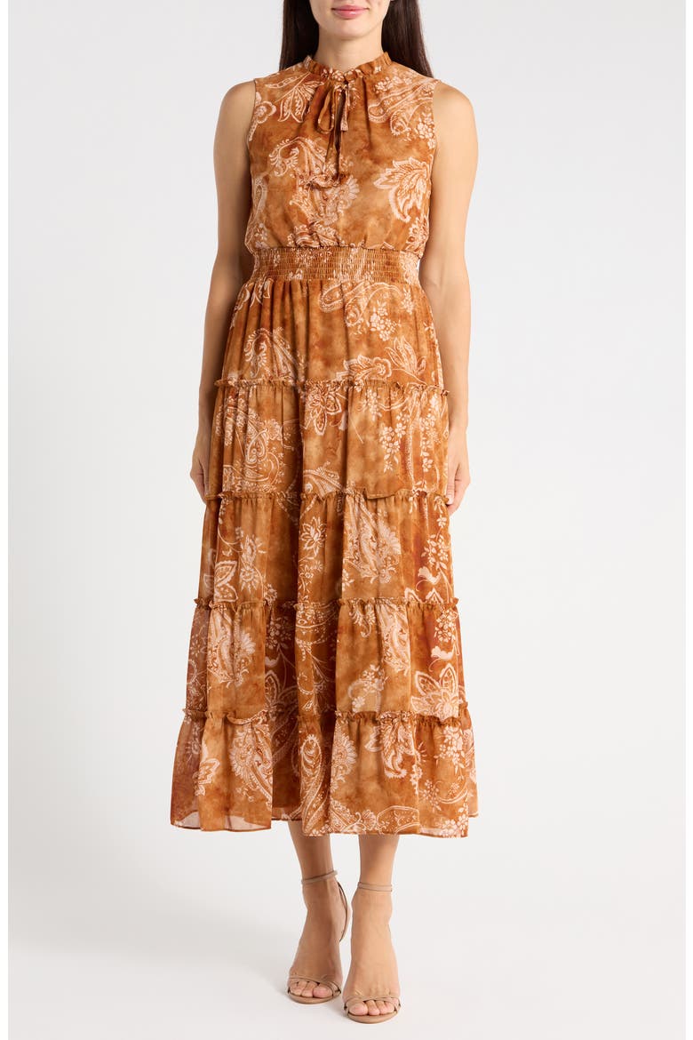 Yoryu Tiered Maxi Dress, Main, color, TOBACCO BROWN