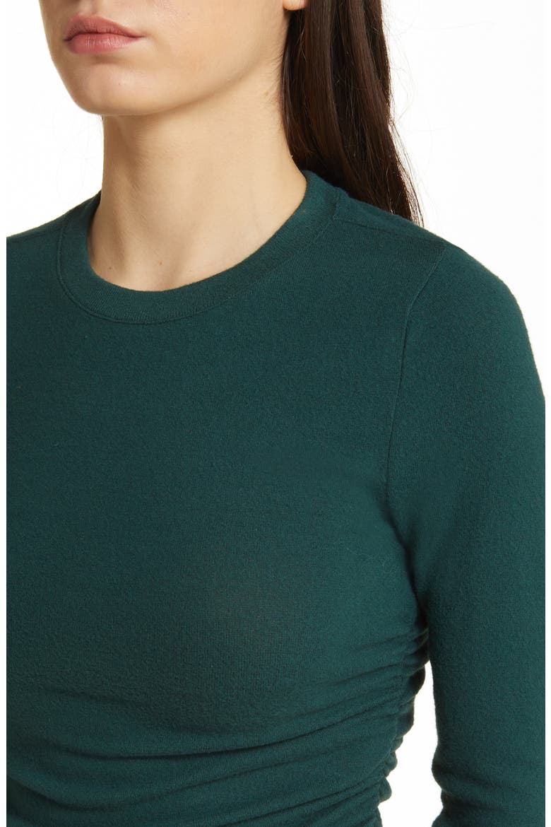 Long Sleeve Ruched Brushed Jersey Top, Alternate, color, SMOKY SPRUCE