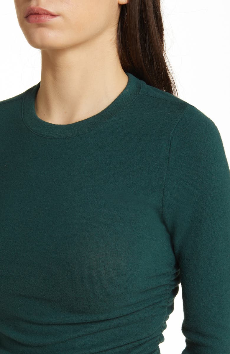 Madewell Long Sleeve Ruched Brushed Jersey Top, Alternate, color, Smoky Spruce