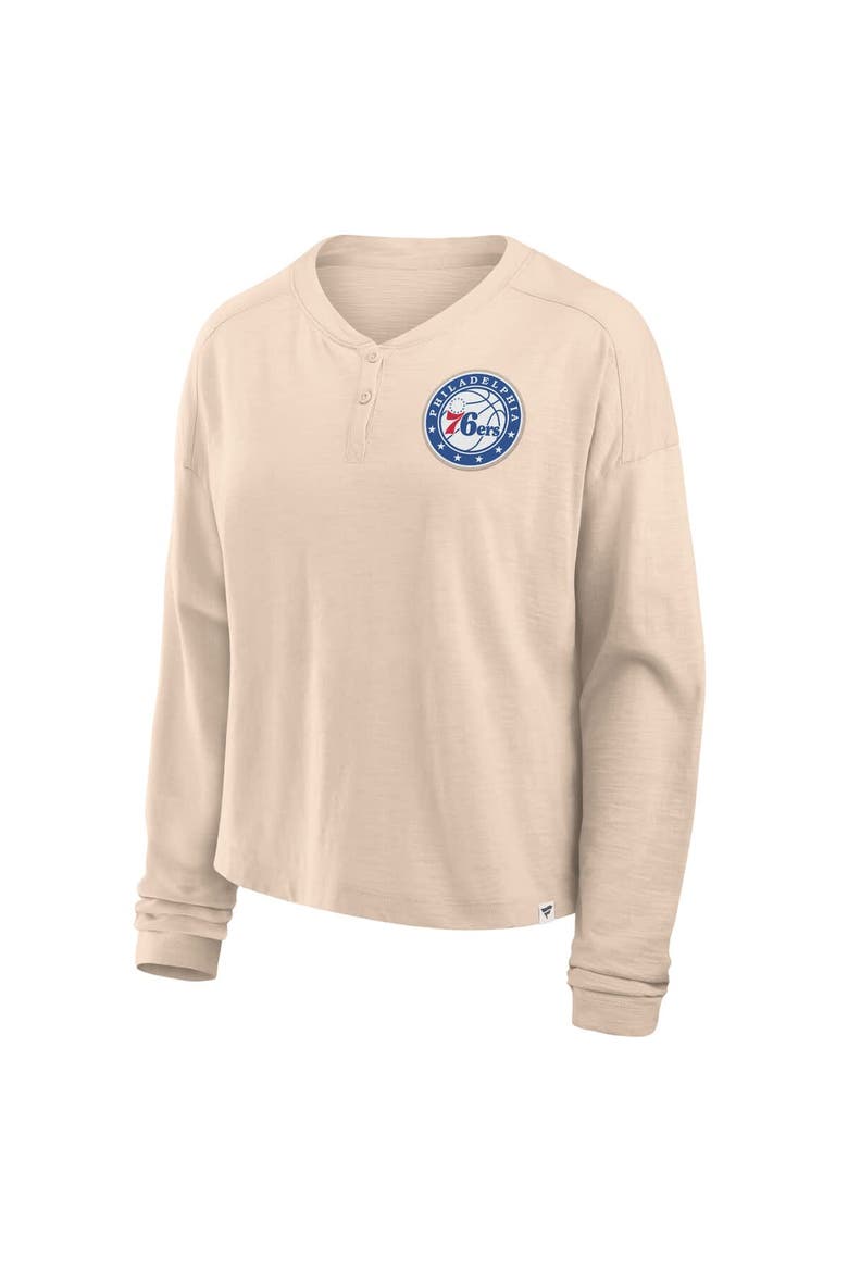 Women's Fanatics Natural Philadelphia 76ers Boxed Out Drop Fashion Long Sleeve T-Shirt, Alternate, color, Natural