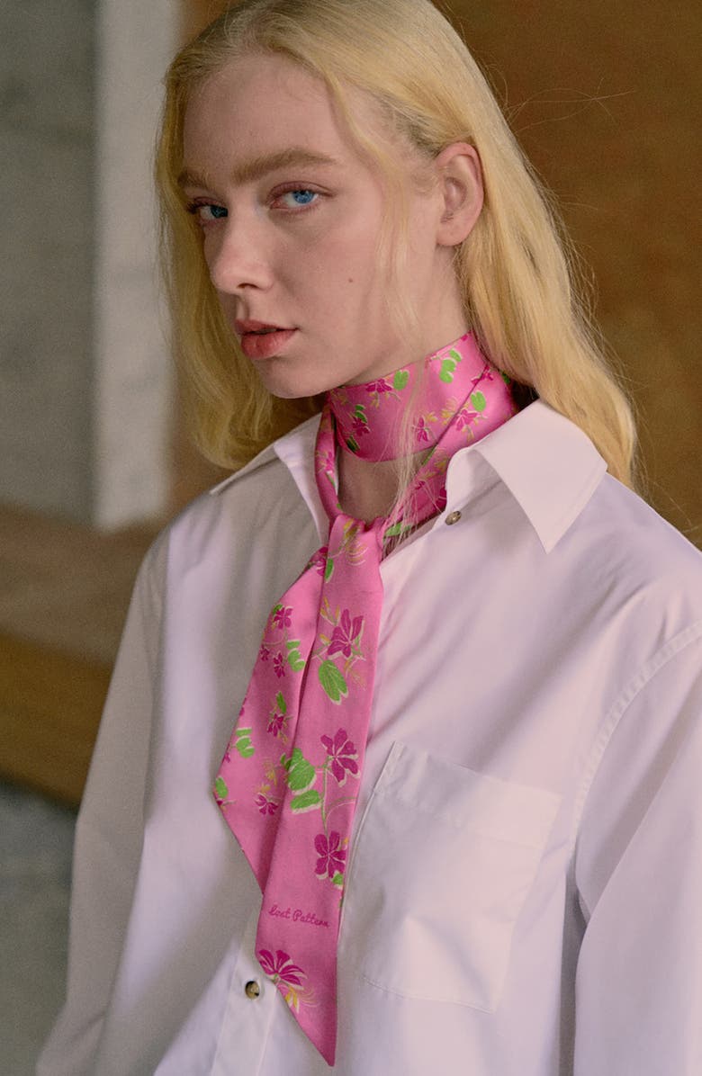 Lost Pattern Beach Blossom Skinny Silk Scarf, Alternate, color, 