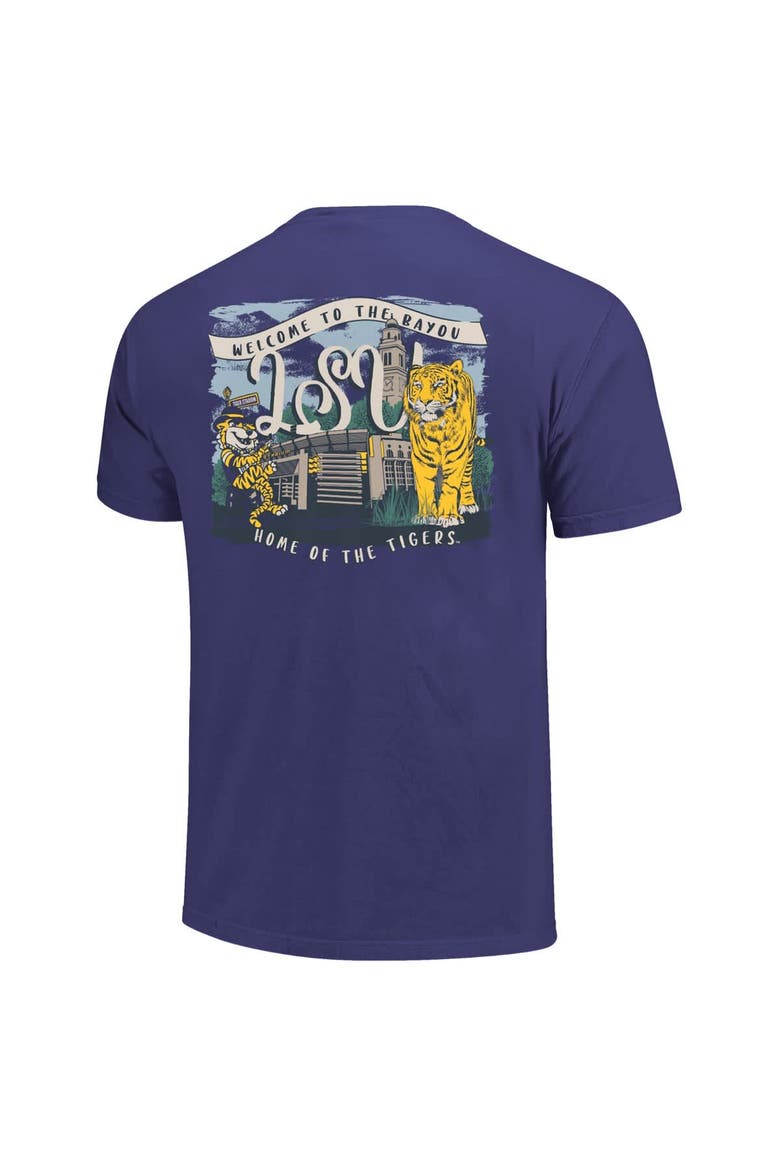 Women's Purple LSU Tigers Comfort Colors Campus Scene Drawing Script T-Shirt, Alternate, color, Purple