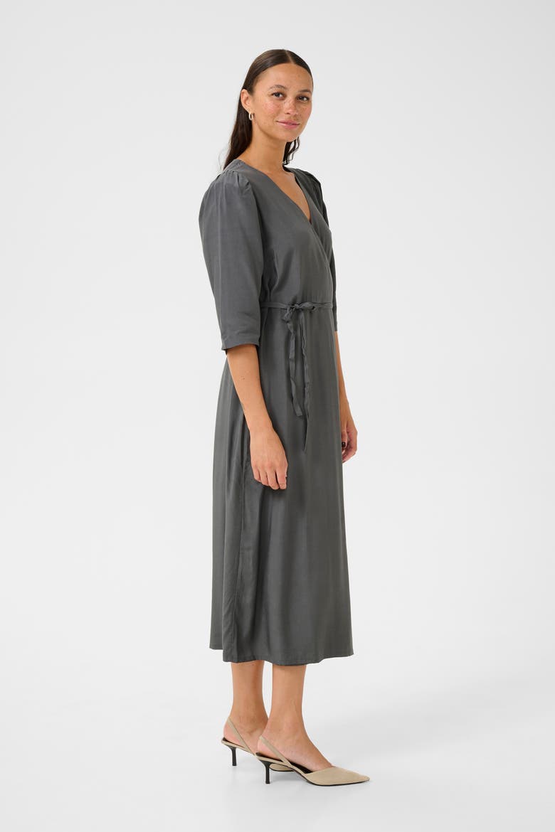 KAmira Half Sleeves V-neck Wrap Dress, Alternate, color, Black Oyster