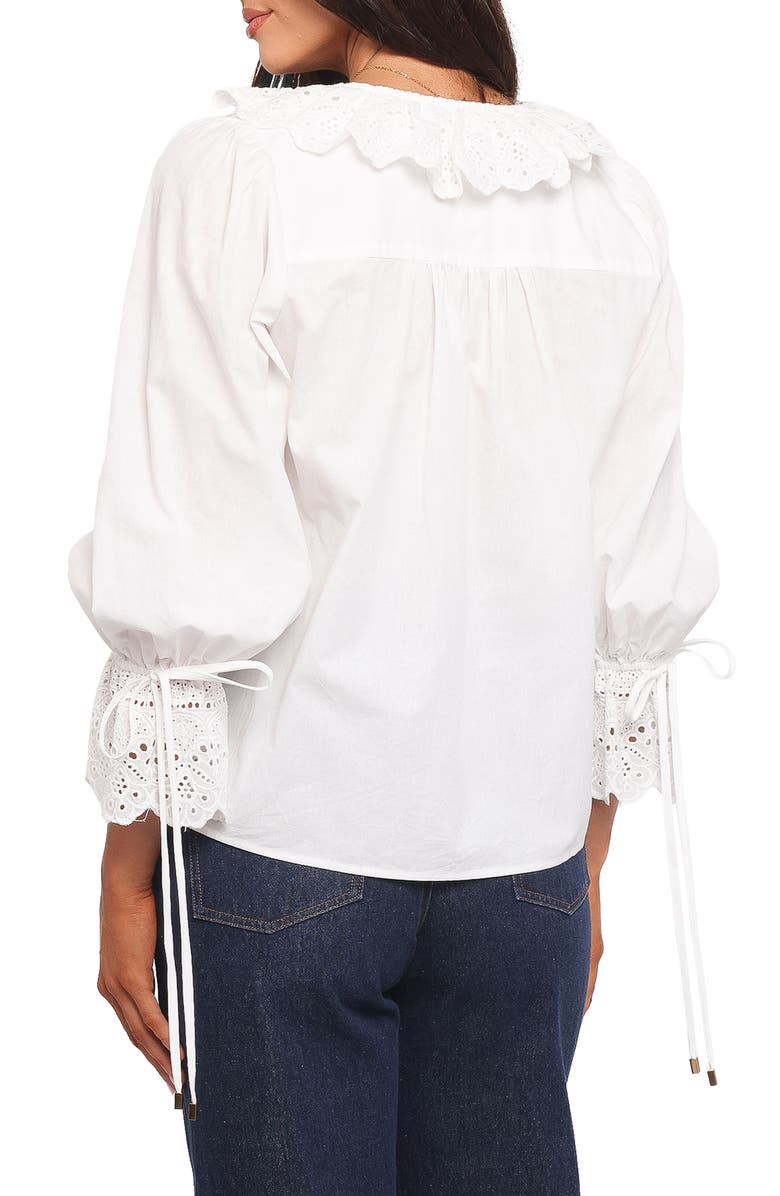 Petal & Pup Aelwen Eyelet Trim Cotton Top, Alternate, color, White Embroidery