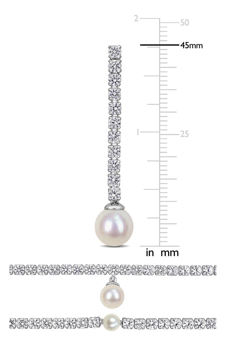 DELMAR Lab Grown White Sapphire & Cultured Pearl Earrings, Bracelet & Necklace Set, Alternate, color, White