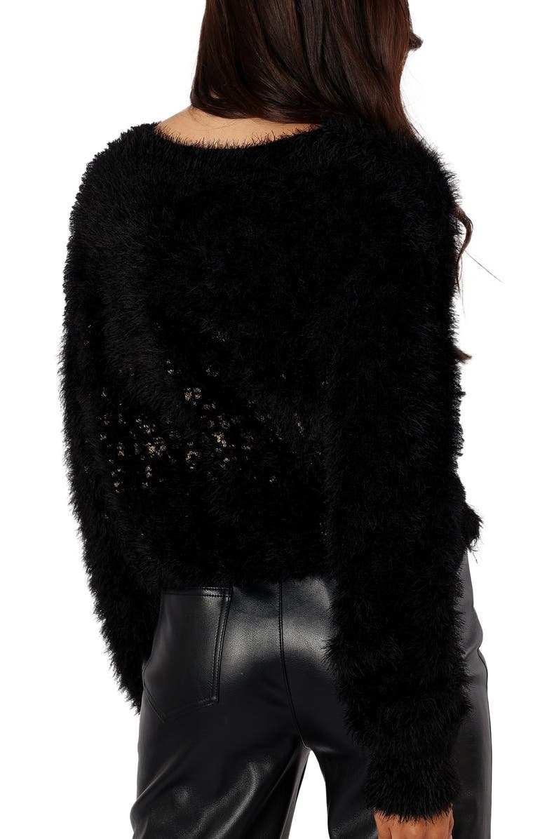 Petal & Pup Sabrina Faux Fur Sweater, Alternate, color, Black