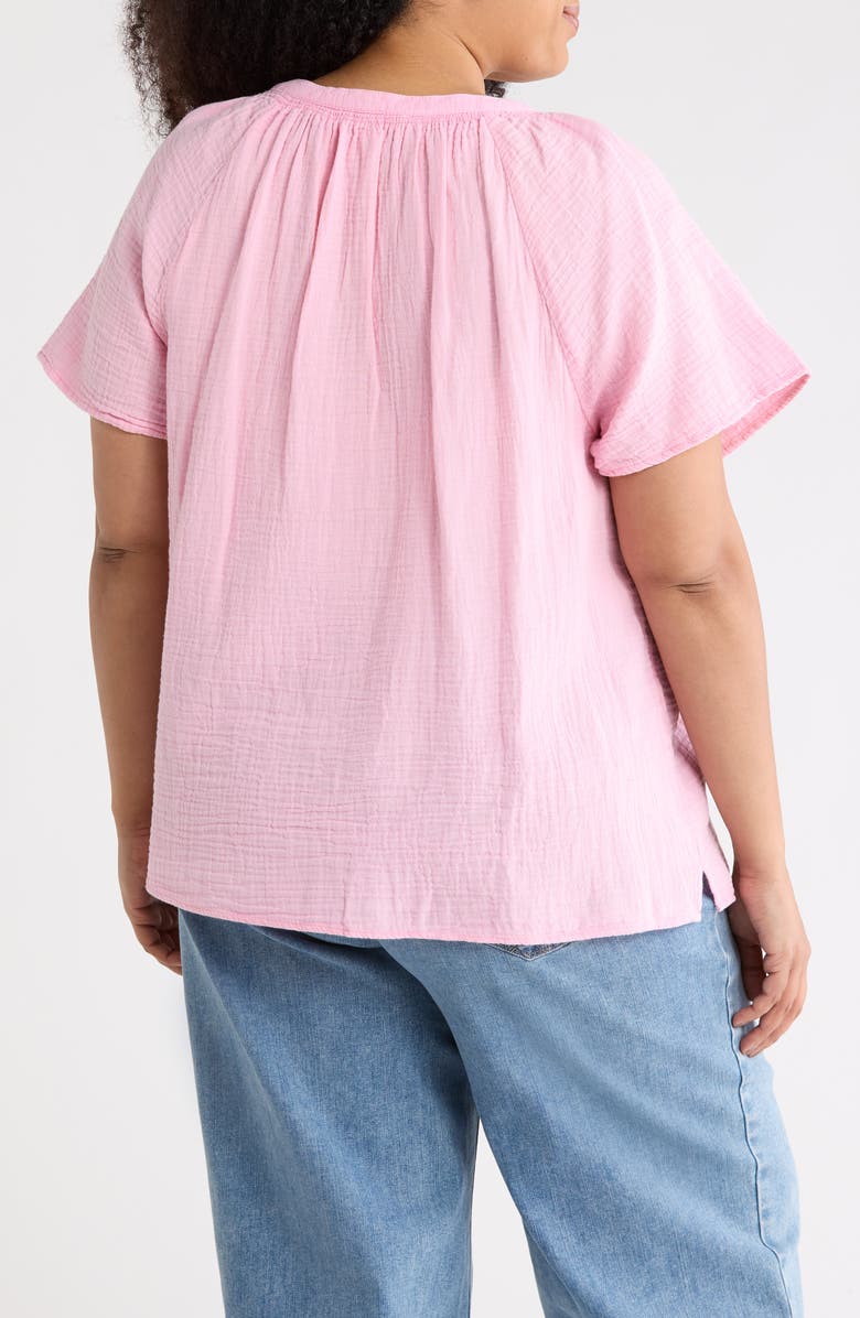 beachlunchlounge Lark Cotton Gauze Button-Up Top, Alternate, color, Wild Rose Wash