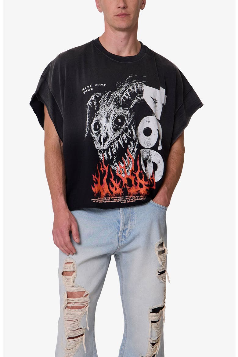 Ritual Distressed Graphic Cutoff T-Shirt, Alternate, color, BLACK