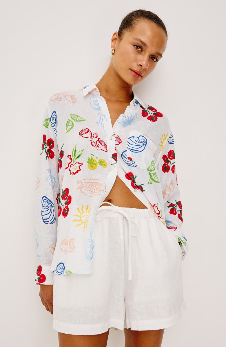 Rails Charli Antipasti Print Linen Blend Button-Up Shirt, Alternate, color, White Antipasti