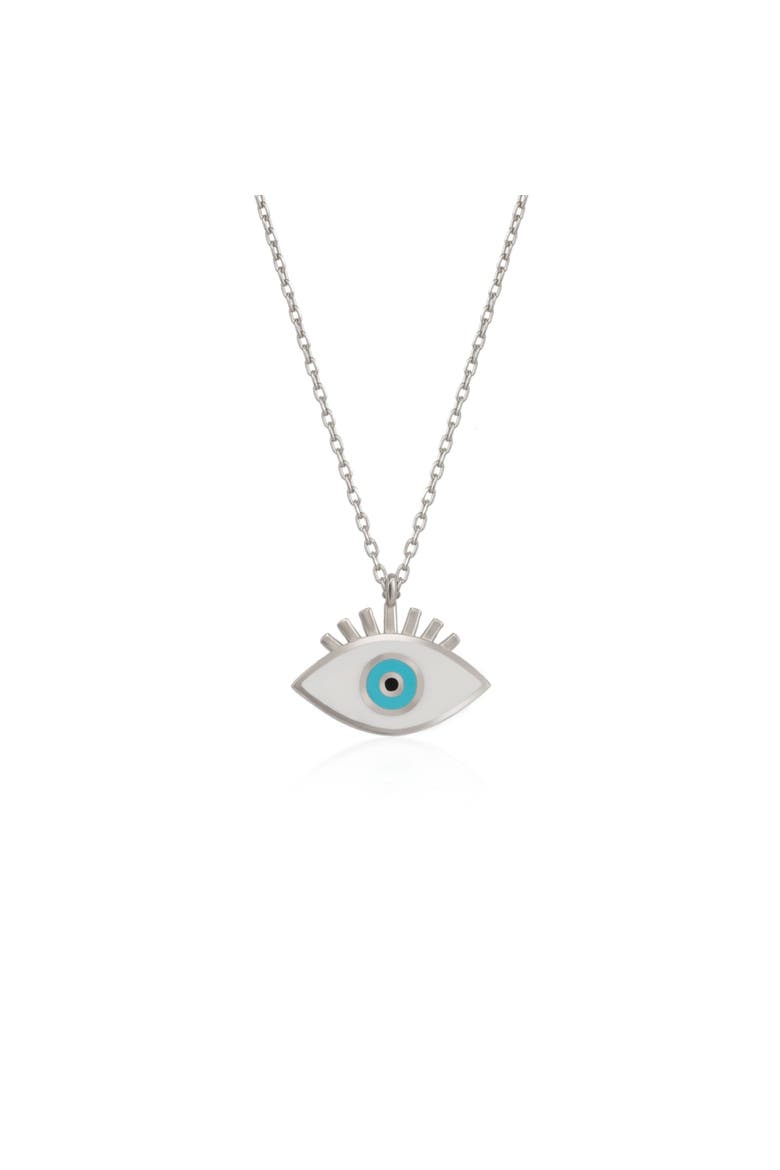 Sterling Silver Evil Eye Eyelash Necklace, Main, color, Silver