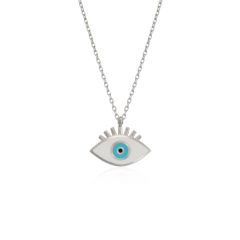 Sterling Silver Evil Eye Eyelash Necklace