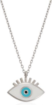 Spero London Sterling Silver Evil Eye Eyelash Necklace