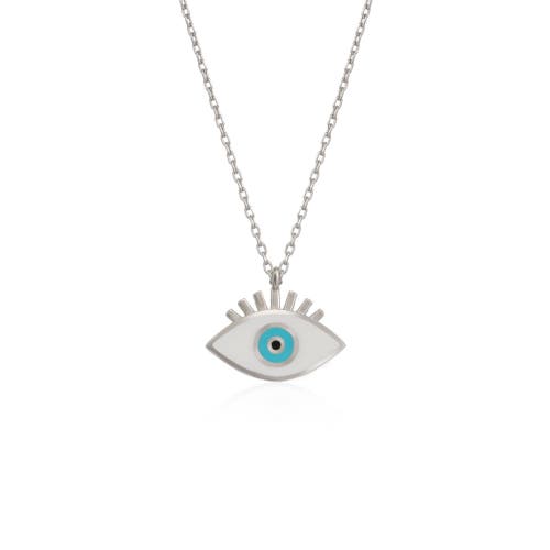 Spero London Sterling Silver Evil Eye Eyelash Necklace In Metallic