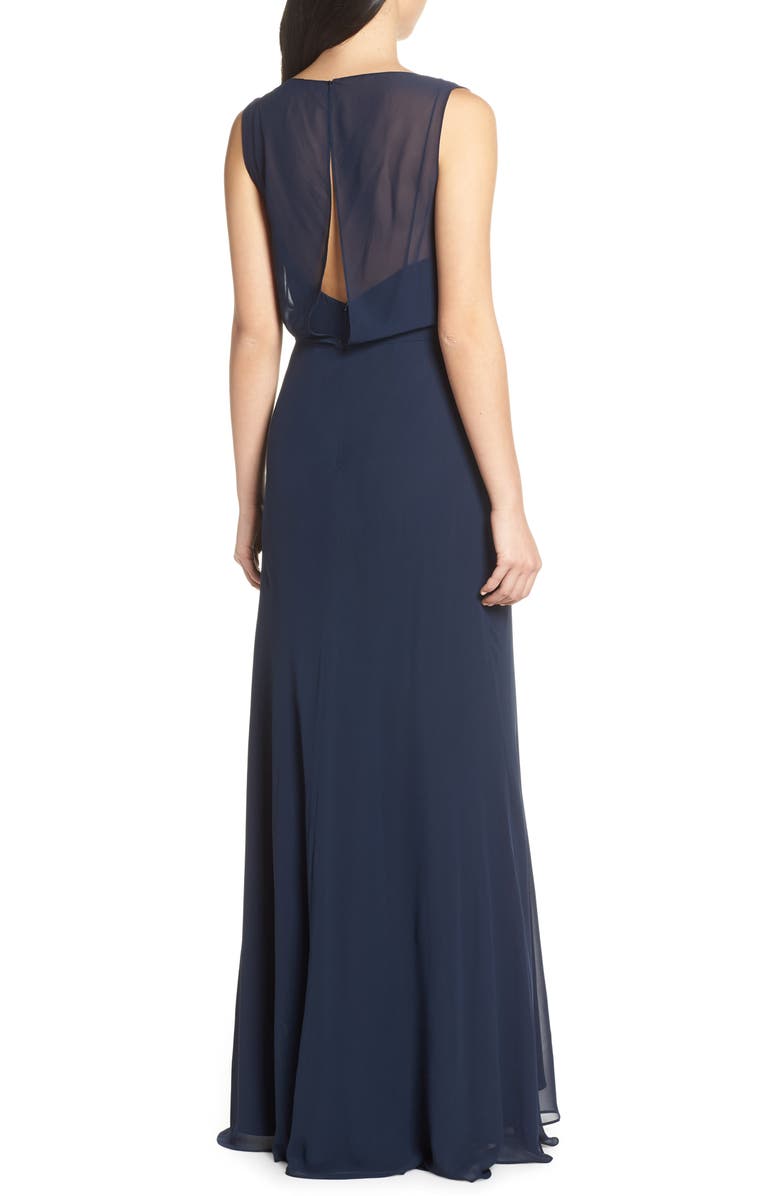 Jenny Yoo Chiffon Overlay Evening Dress, Alternate, color,