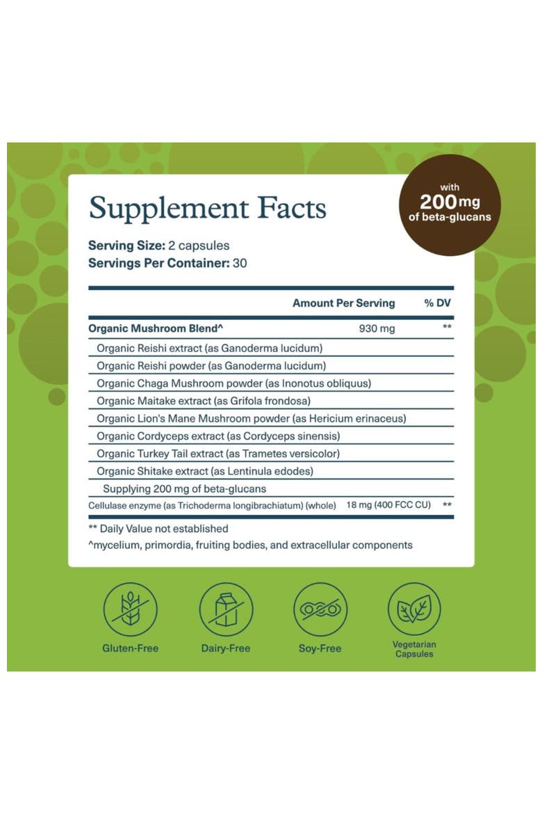 Mushroom Immune Complex Vegan Support Supplement 60 Vegetarian Capsules, Alternate, color, None