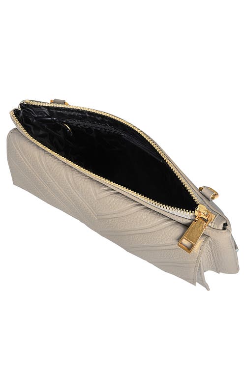 Rebecca Minkoff Edie Chevron Embossed Leather Top Zip Crossbody Bag In Oyster