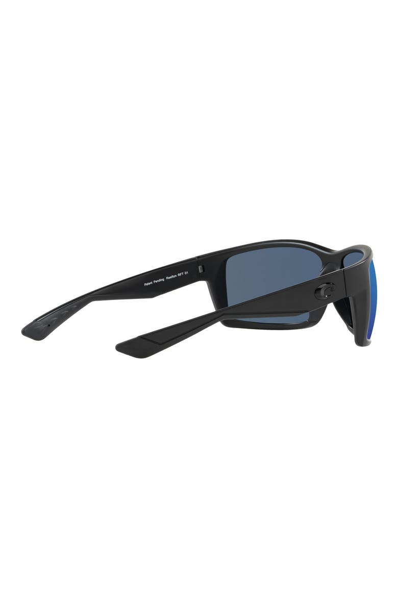 64mm Oversize Polarized Rectangular Sunglasses, Alternate, color, BLACKOUT/ GREEN MIRROR