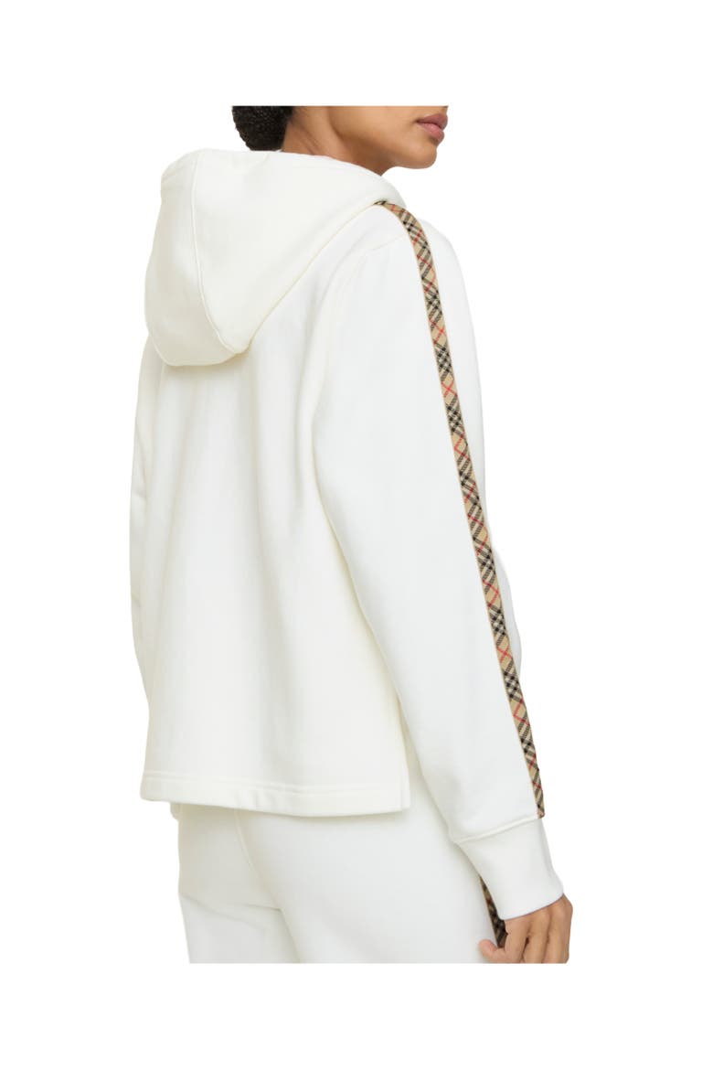 Check Trim Cotton Zip Hoodie, Alternate, color, Chalk white