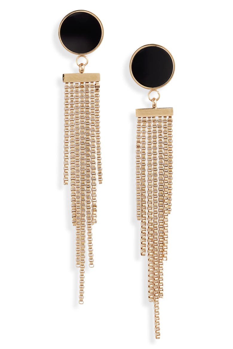 Deco Chain Tiered Drop Earrings, Main, color, GOLD