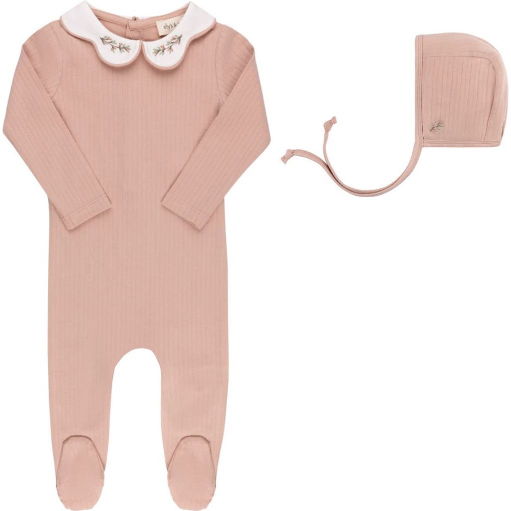 Ely's & Co. Kids'  Organic Wide Rib Embroidered Scallop Collar Collection In Pink