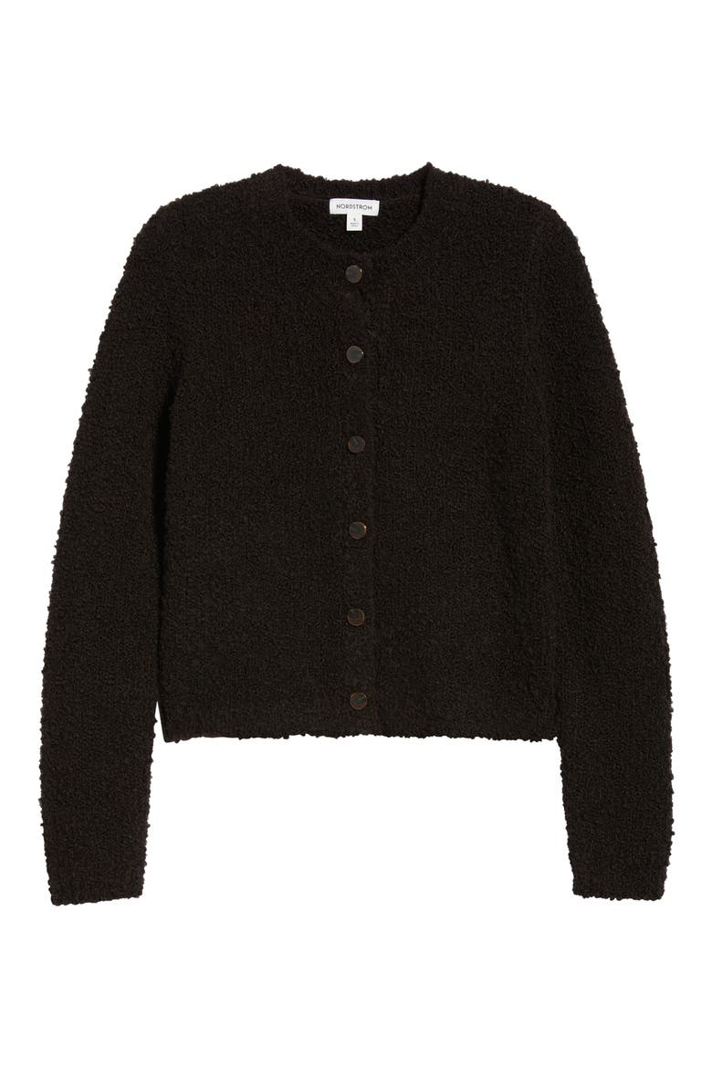Textured Crewneck Cardigan, Main, color, BROWN MOLE
