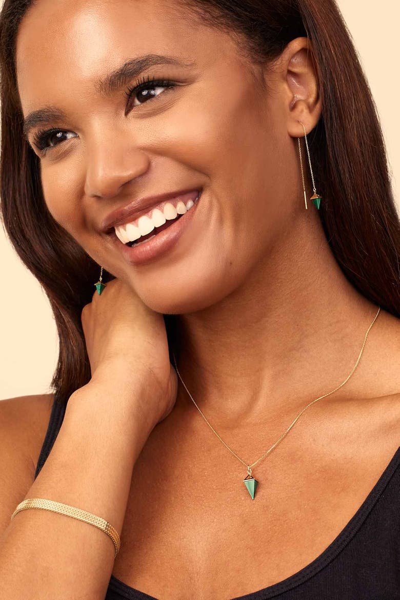 14K Gold Prism Point Pendant Charm, Alternate, color, Gold - Black Onyx