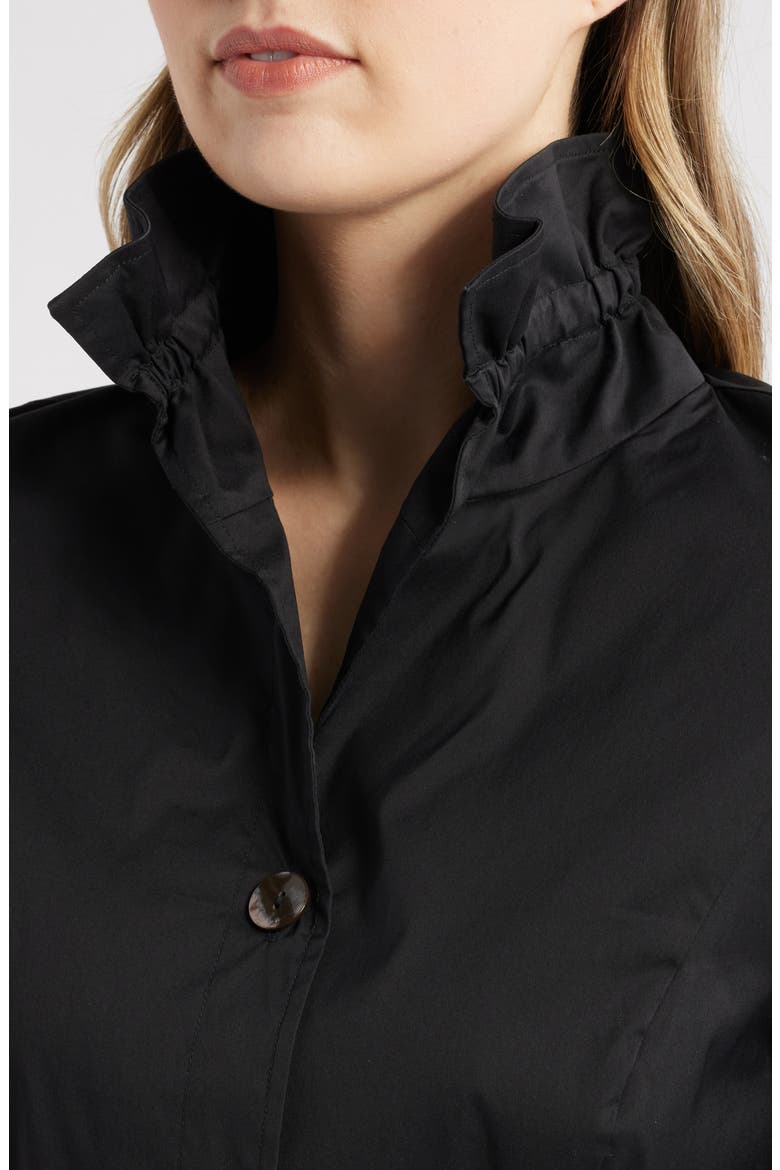 Ruffle Collar Cotton Poplin Blouse, Alternate, color, BLACK