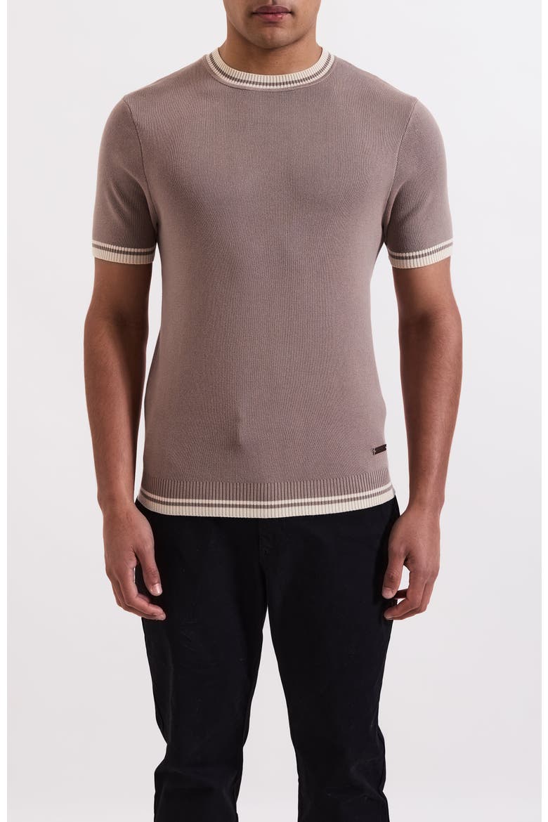 Riccio Slim Knit Tipped Tee, Alternate, color, Medium Beige