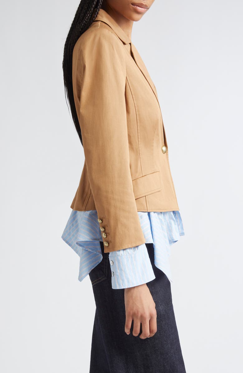 Cinq à Sept Shilo Stretch Cotton Jacket, Alternate, color, Brown Sandstone/ Bluebell