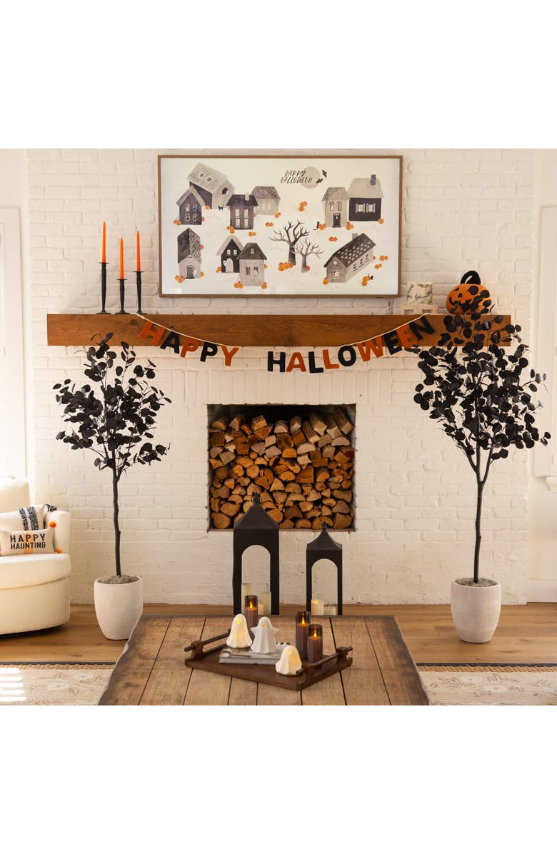 NEARLY NATURAL 5-ft Artificial Halloween Black Eucalyptus Tree, Alternate, color, Black