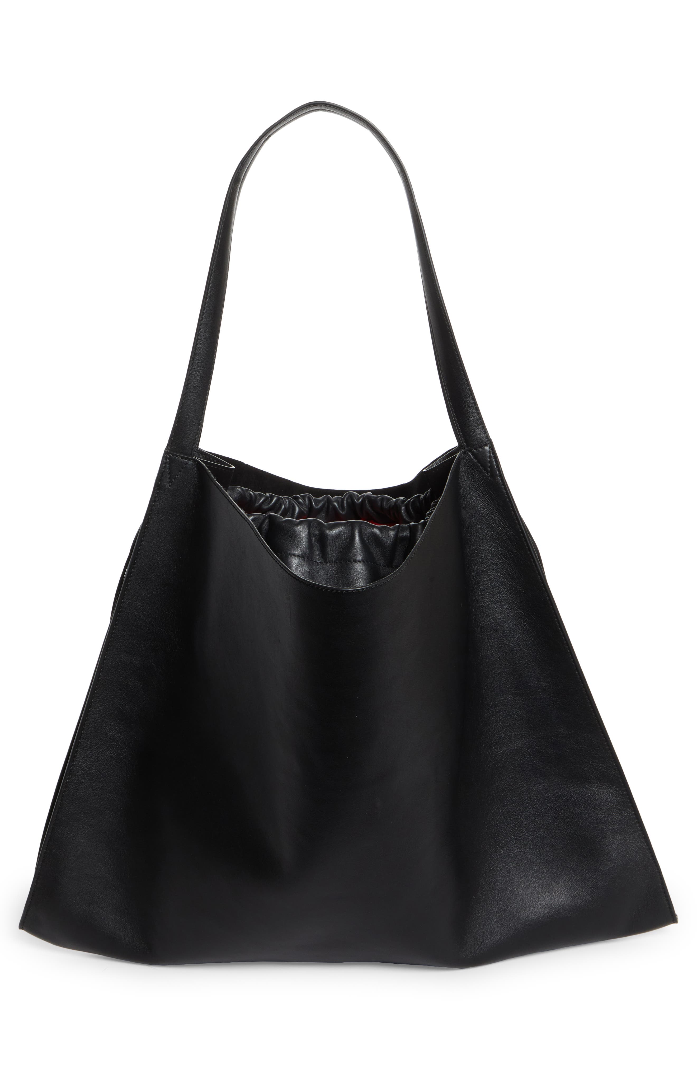 Christian Louboutin Le 54 Leather Drawstring Tote, Alternate, color, B380 Black/ Black/ Black