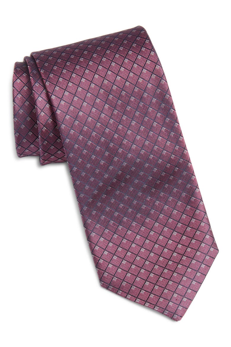 Geometric Silk Tie, Main, color, RED