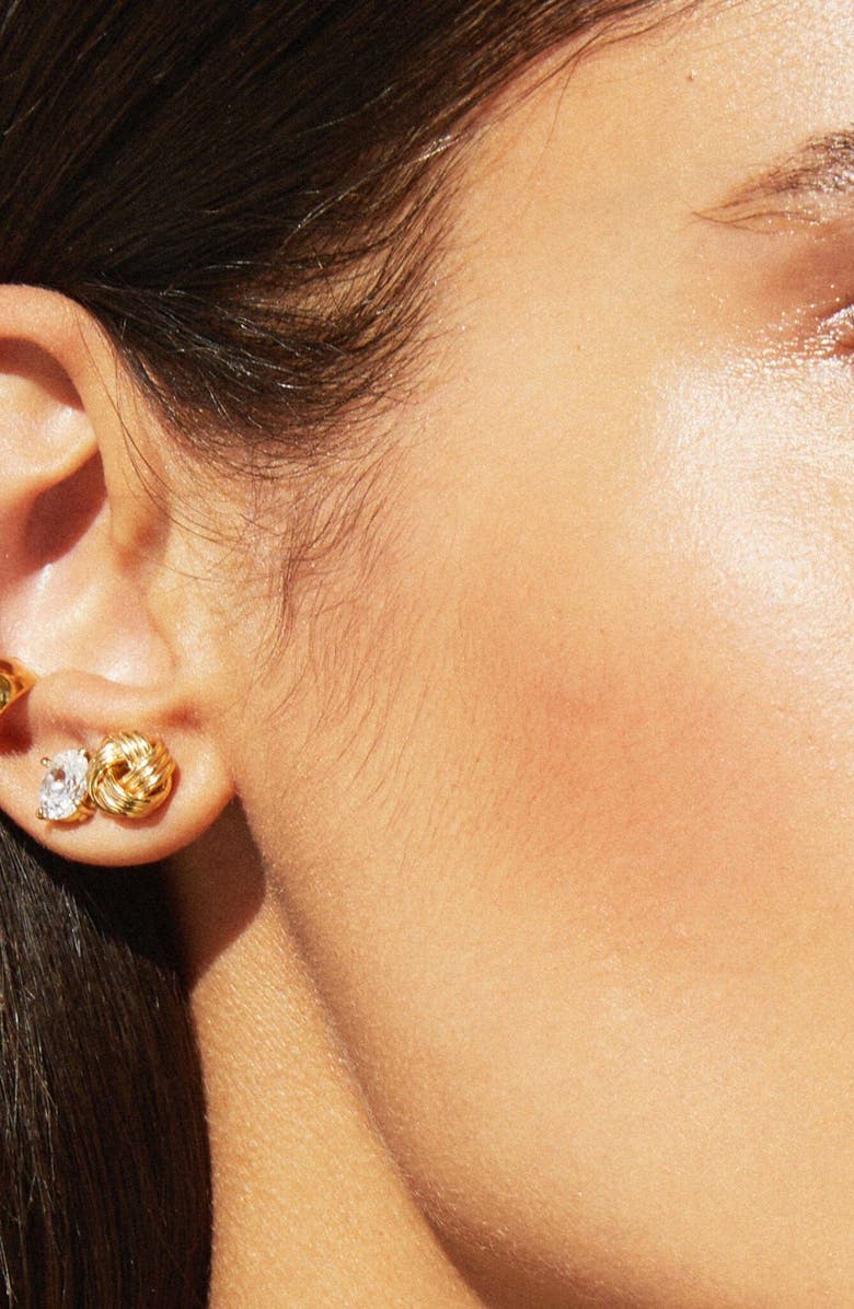 Aurate New York Gold Knot Stud Earrings, Alternate, color, 14K Gold