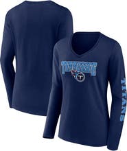 FANATICS Women's Fanatics Branded Navy Tennessee Titans Wordmark Long Sleeve V-Neck T-Shirt