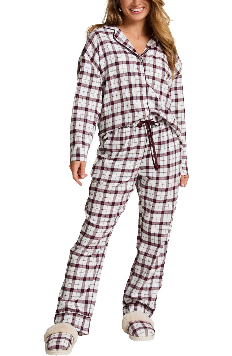 Hunkemöller Flannel Pyjama Pants, Alternate, color, White