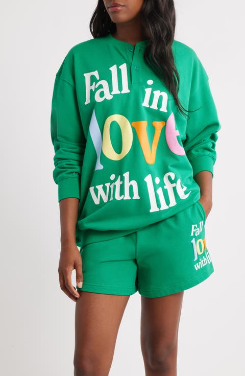 Fall in Love with Life Henley Sweatshirt