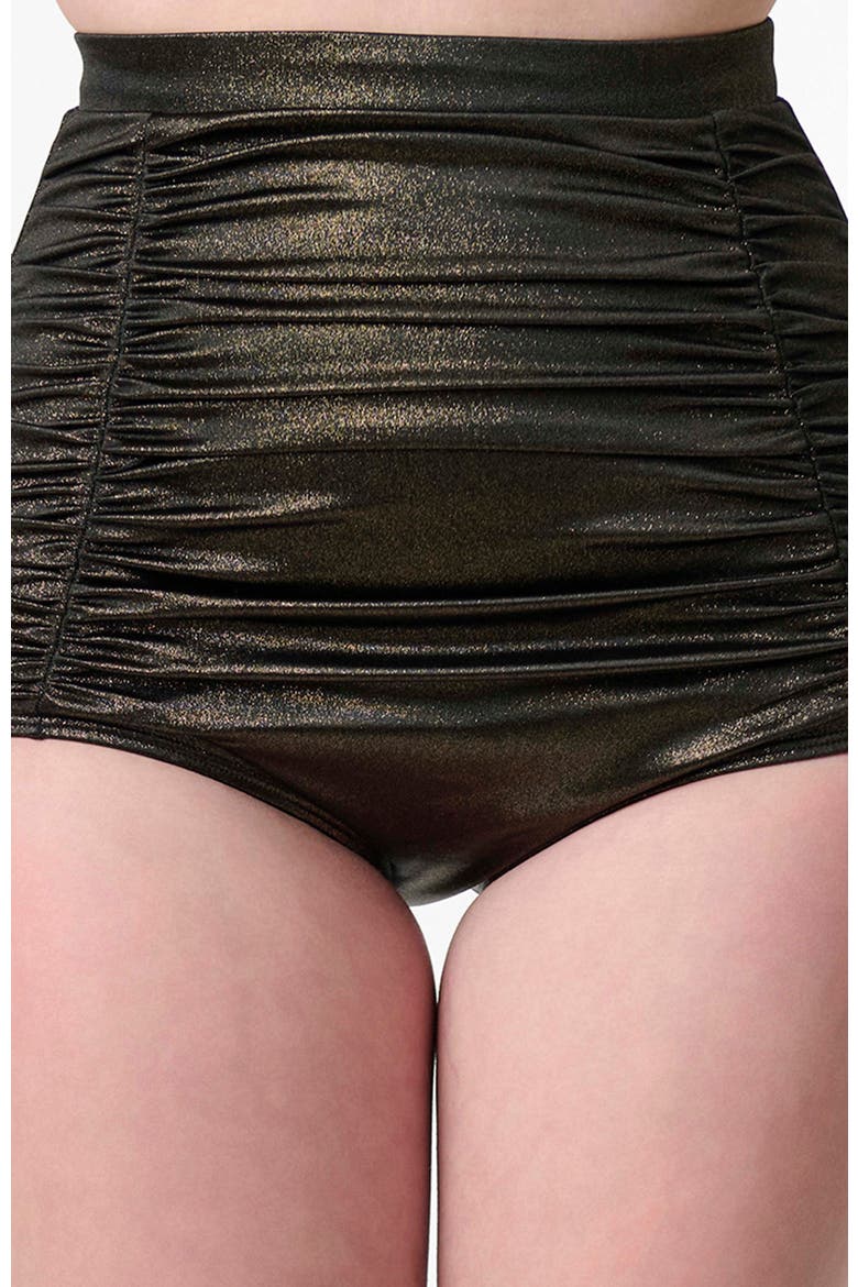 Monroe High Waist Bikini Bottom, Main, color, Black Gold Metallic