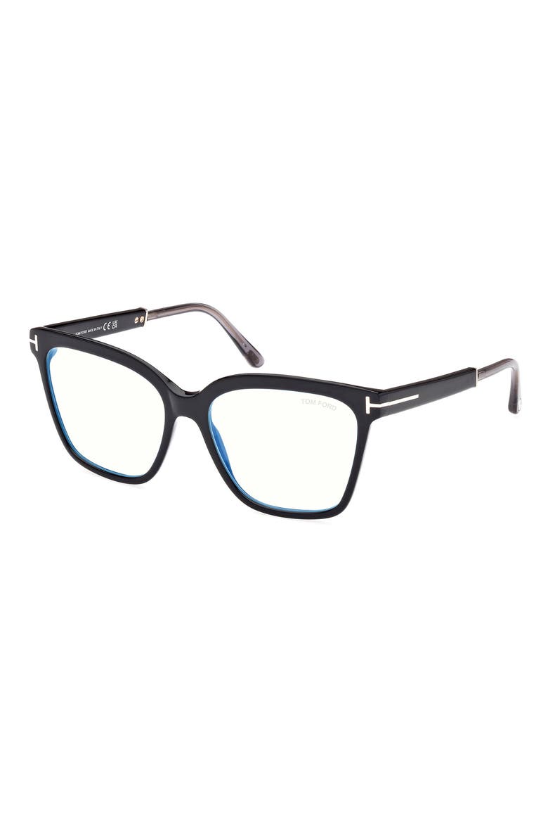 56mm Square Blue Light Blocking Optical Glasses, Alternate, color, BLACK ROSE GOLD / T LOGO