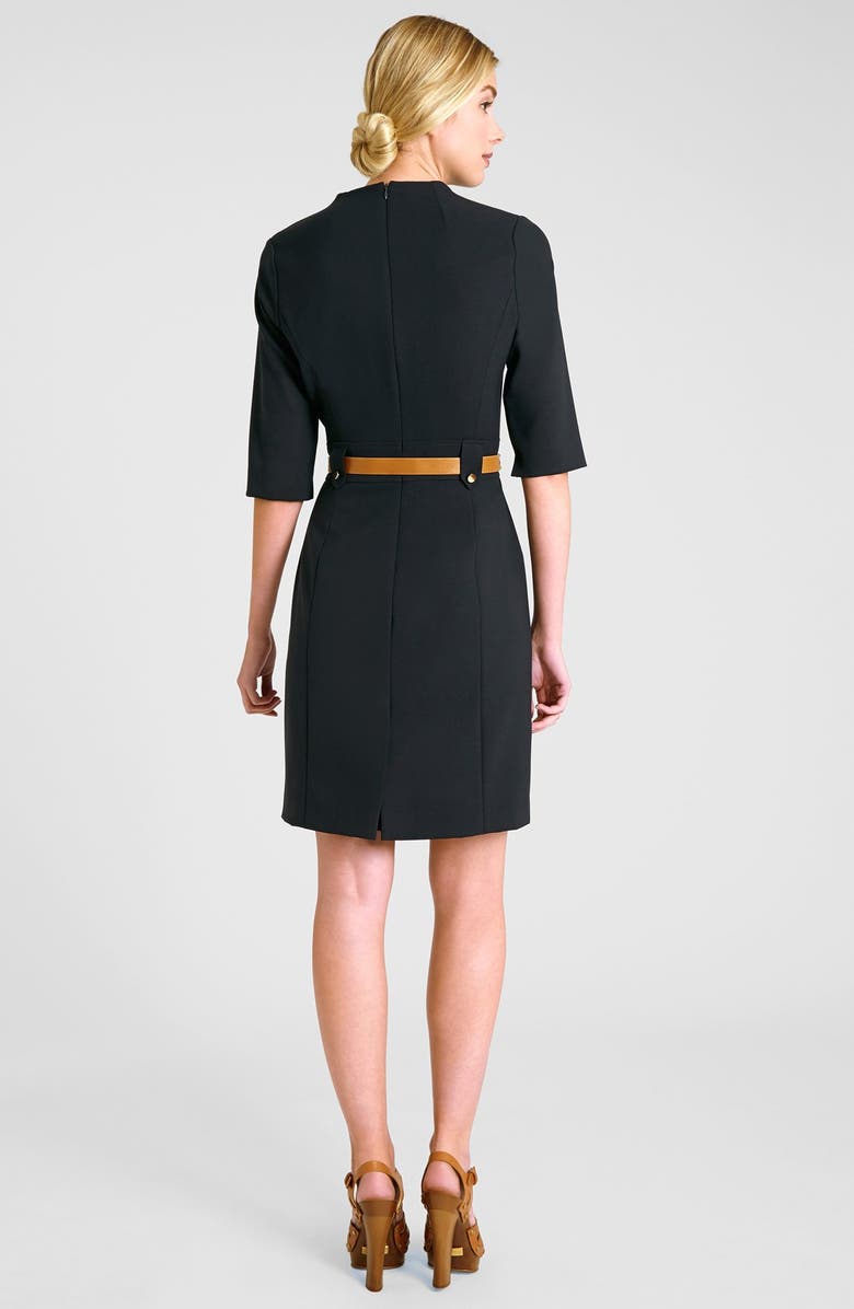 Tahari Belted Stretch Sheath Dress, Alternate, color, 